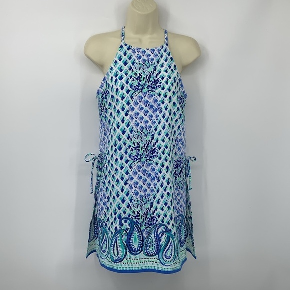 Lilly Pulitzer Dresses & Skirts - Lilly Pulitzer high neck shift dress Resort White Toe sleeveless blue white 00